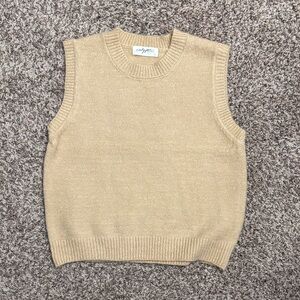 NWOT Carly Jean Los Angeles Beige Crewneck Sweater Vest